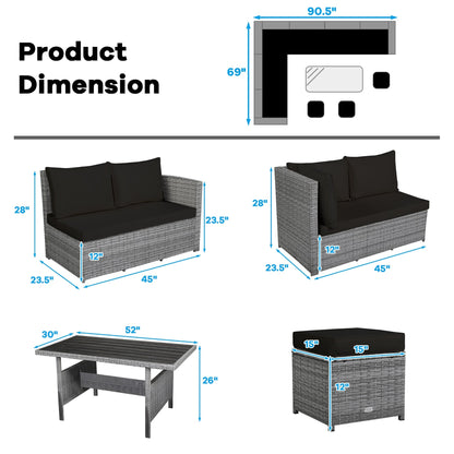 Set di mobili da giardino in rattan da 7 pezzi