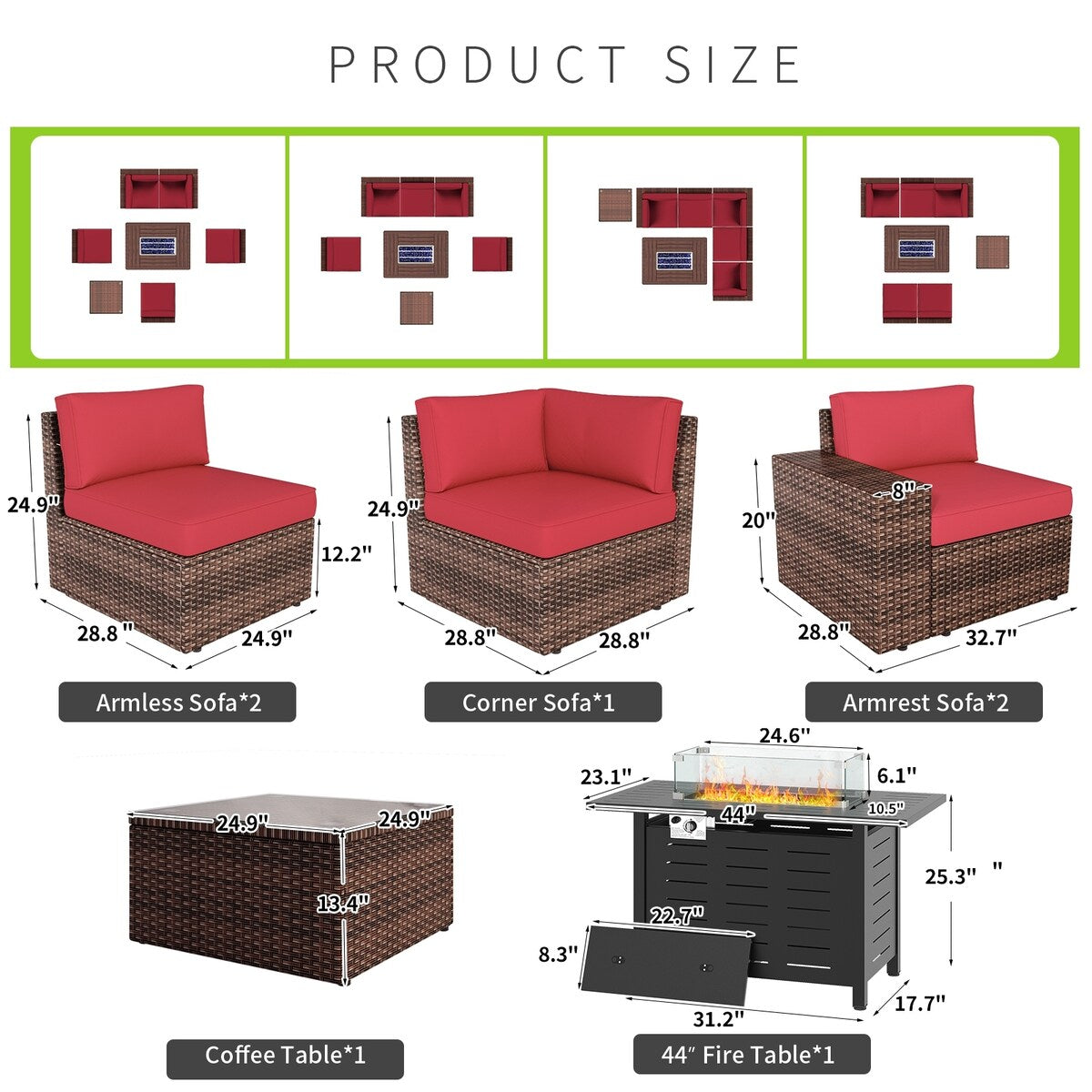 Set di mobili da giardino da 7 pezzi