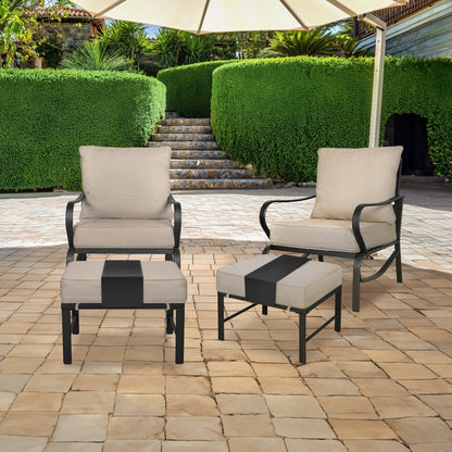 Set da conversazione per patio esterno a 7 posti, divano da esterno con pouf