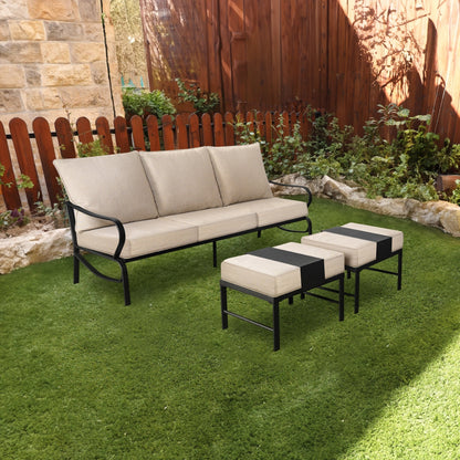 Set da conversazione per patio esterno a 7 posti, divano da esterno con pouf