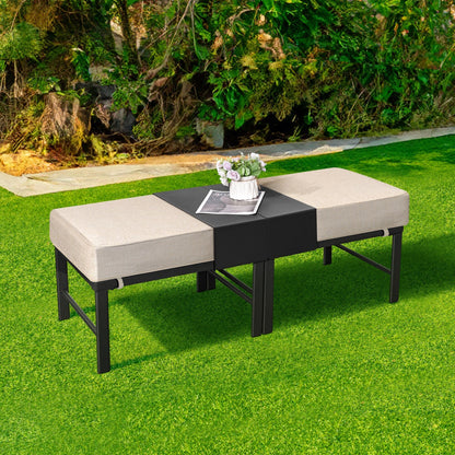 Set da conversazione per patio esterno a 7 posti, divano da esterno con pouf