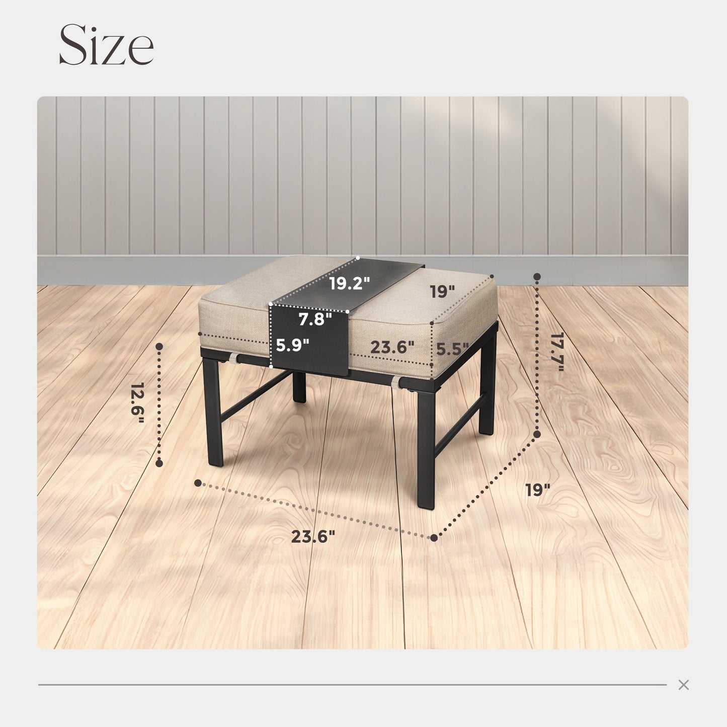 Set da conversazione per patio esterno a 7 posti, divano da esterno con pouf