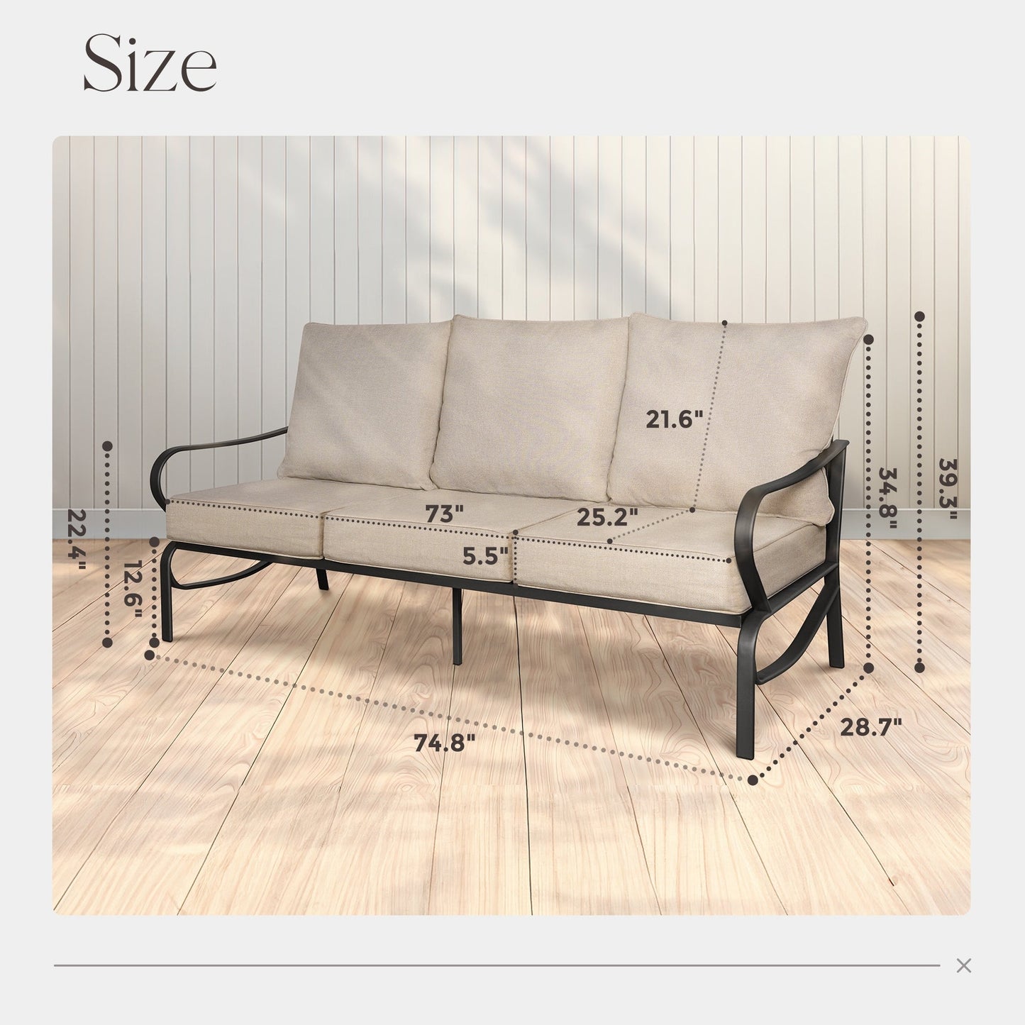 Set da conversazione per patio esterno a 7 posti, divano da esterno con pouf