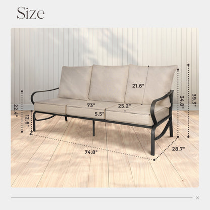 Set da conversazione per patio esterno a 7 posti, divano da esterno con pouf