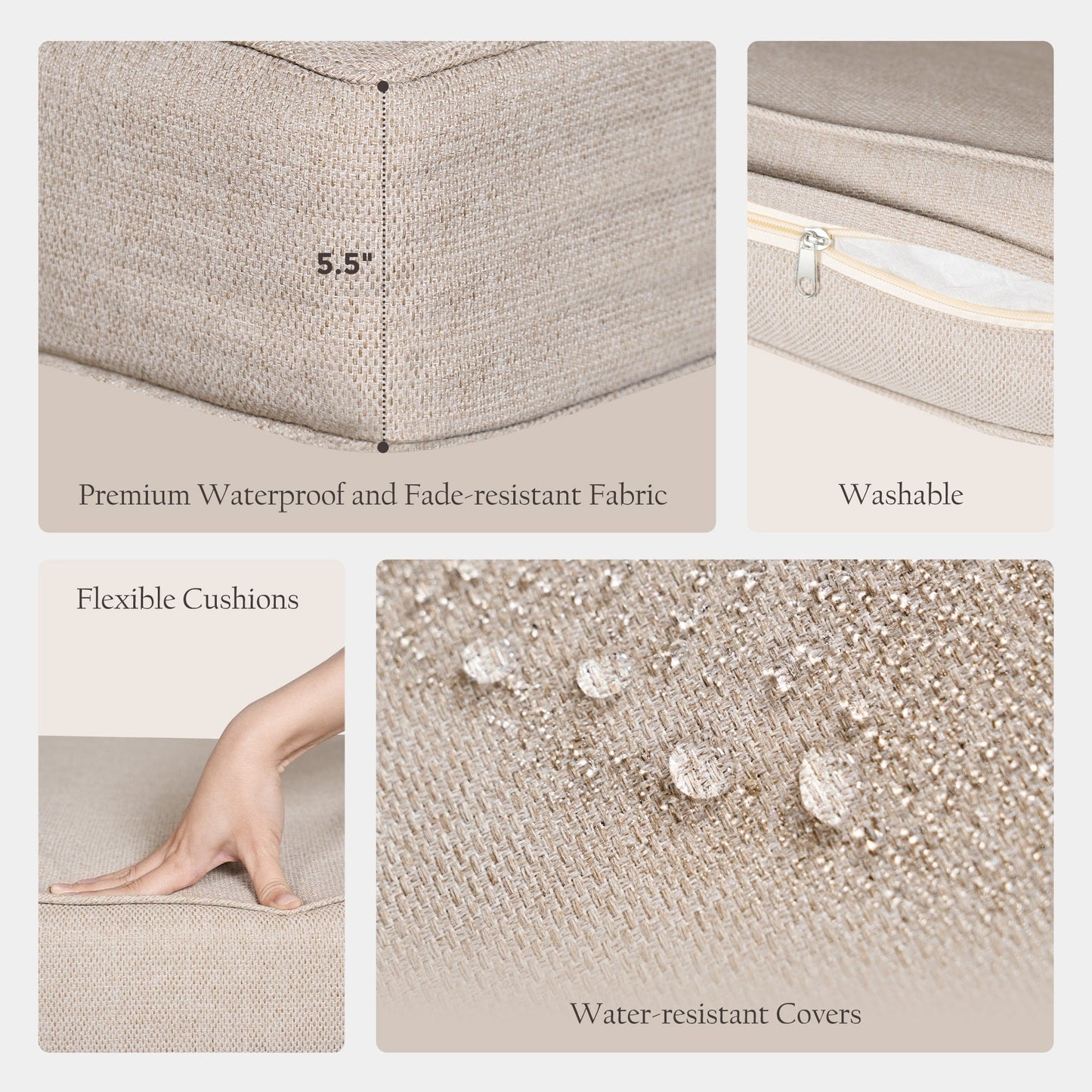 Set da conversazione per patio esterno a 7 posti, divano da esterno con pouf