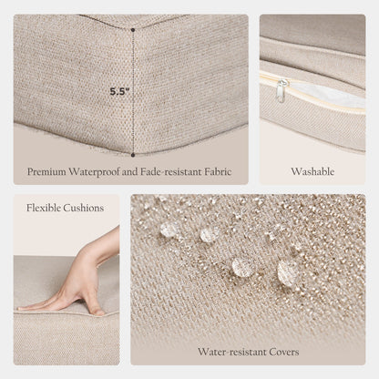 Set da conversazione per patio esterno a 7 posti, divano da esterno con pouf