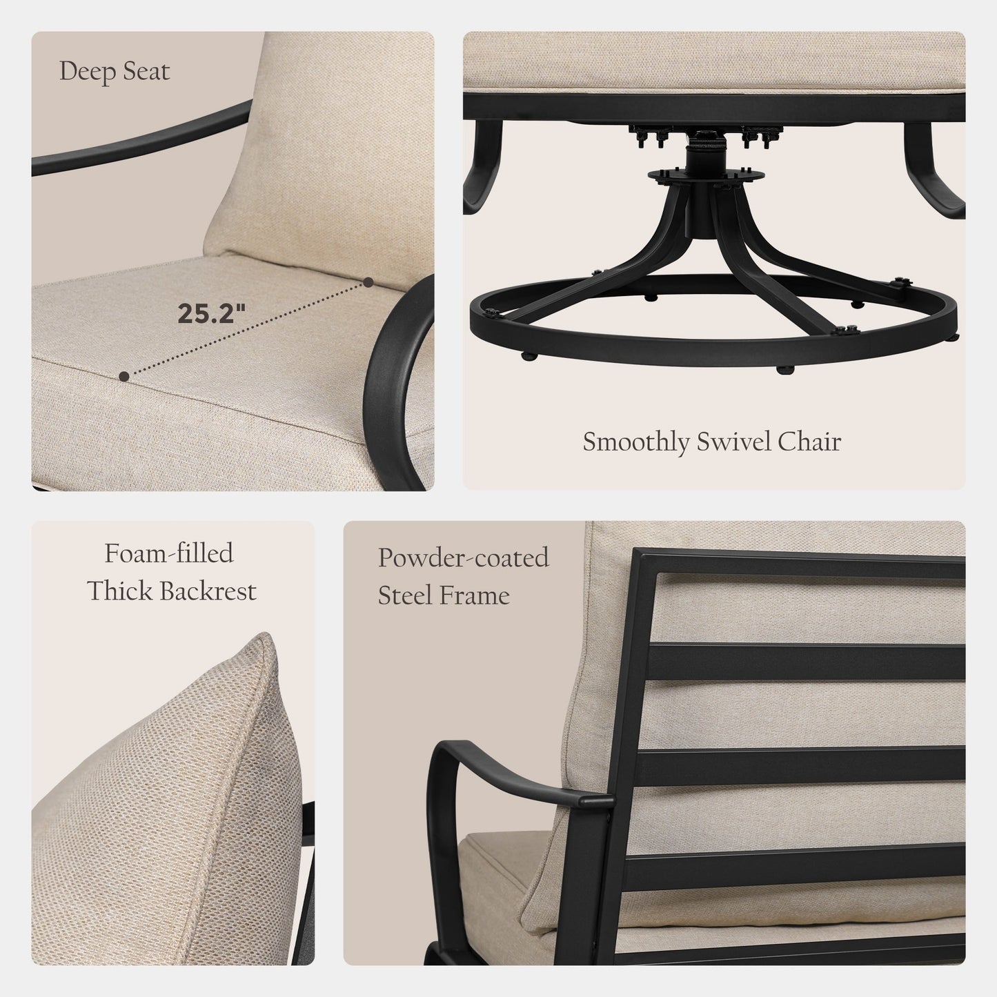 Set da conversazione per patio esterno a 7 posti, divano da esterno con pouf