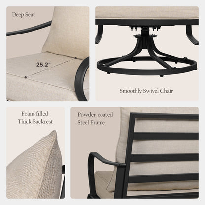 Set da conversazione per patio esterno a 7 posti, divano da esterno con pouf