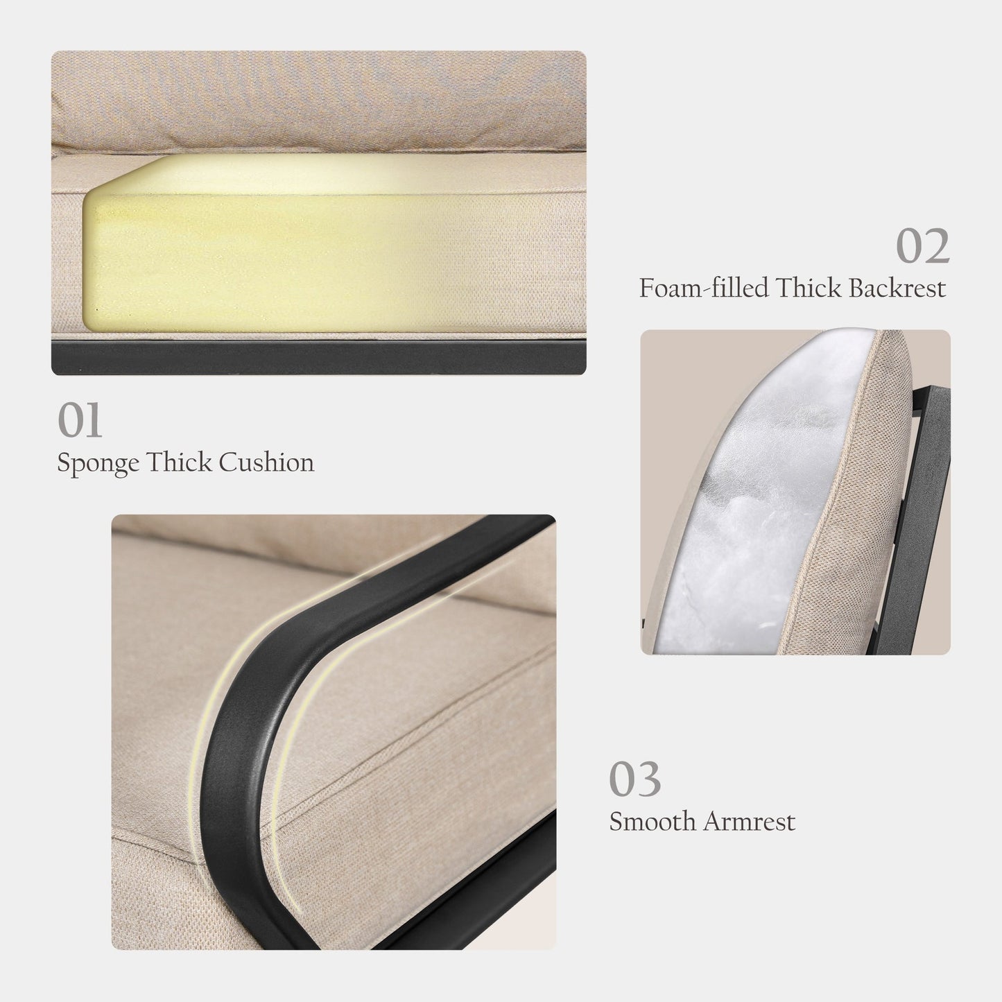 Set da conversazione per patio esterno a 7 posti, divano da esterno con pouf