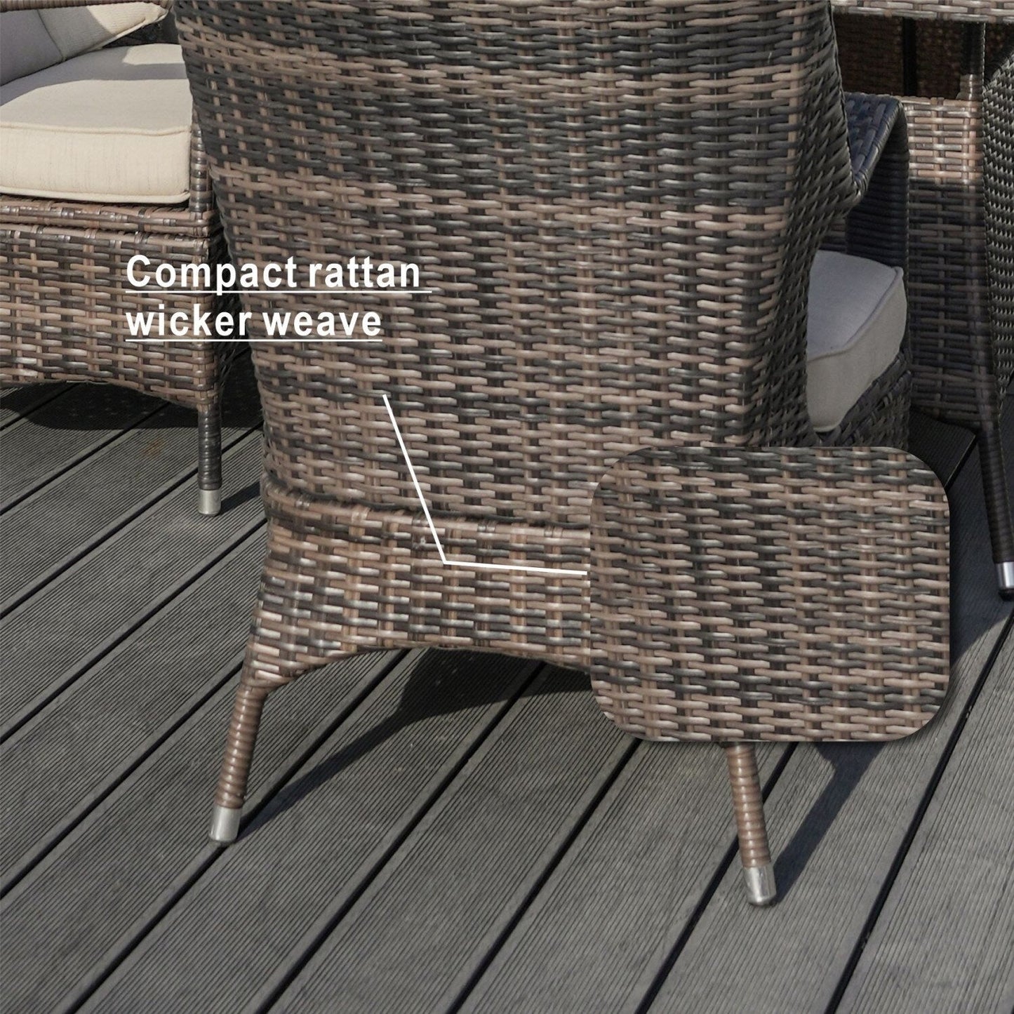 Set da pranzo per esterni da 7 pezzi, tavolo rotondo con sedie