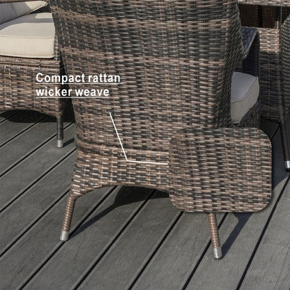 Set da pranzo per esterni da 7 pezzi, tavolo rotondo con sedie