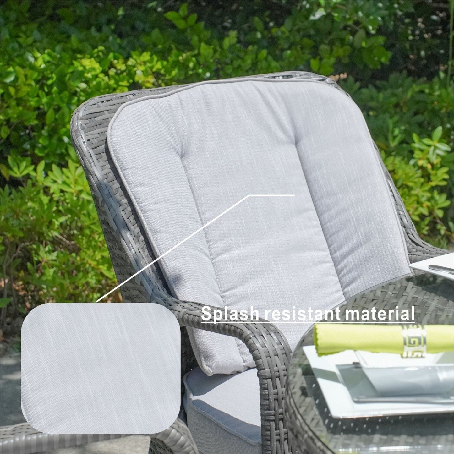 Set da pranzo per esterni da 7 pezzi, tavolo rotondo con sedie