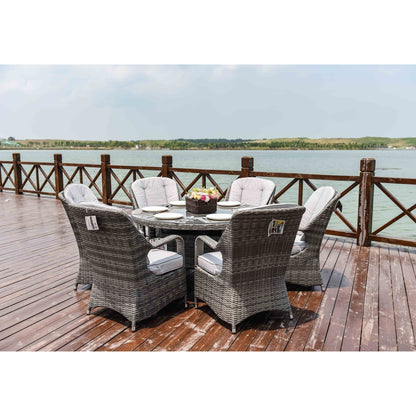 Set da pranzo per esterni da 7 pezzi, tavolo rotondo con sedie