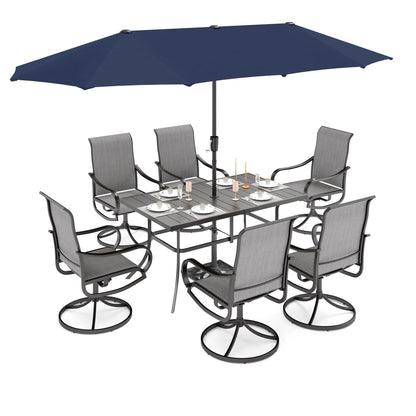 MAISON ARTS Set da pranzo da giardino da 7 pezzi con sedie girevoli in textilene