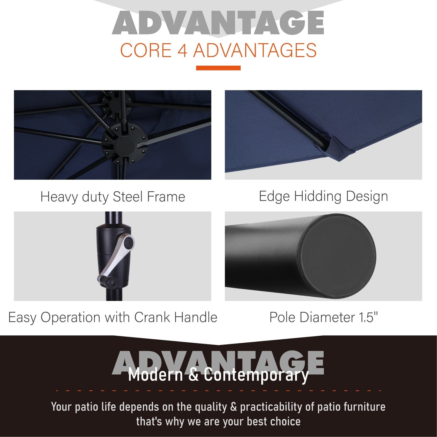 MAISON ARTS Set da pranzo da giardino da 7 pezzi con sedie girevoli in textilene