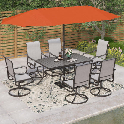 MAISON ARTS Set da pranzo da giardino da 7 pezzi con sedie girevoli in textilene