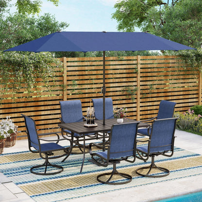 MAISON ARTS Set da pranzo da giardino da 7 pezzi con sedie girevoli in textilene