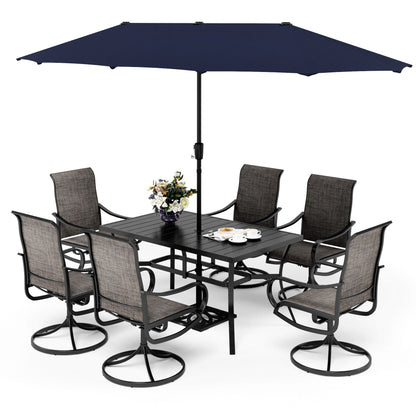 MAISON ARTS Set da pranzo da giardino da 7 pezzi con sedie girevoli in textilene