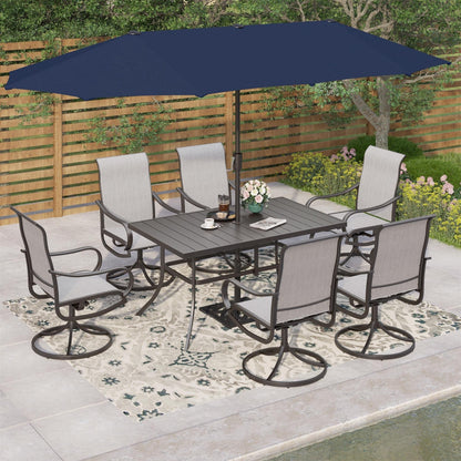 MAISON ARTS Set da pranzo da giardino da 7 pezzi con sedie girevoli in textilene