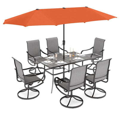 MAISON ARTS Set da pranzo da giardino da 7 pezzi con sedie girevoli in textilene