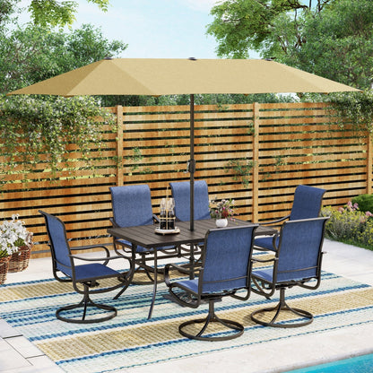 MAISON ARTS Set da pranzo da giardino da 7 pezzi con sedie girevoli in textilene