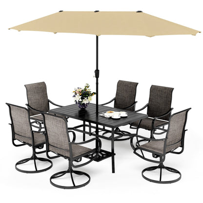 MAISON ARTS Set da pranzo da giardino da 7 pezzi con sedie girevoli in textilene