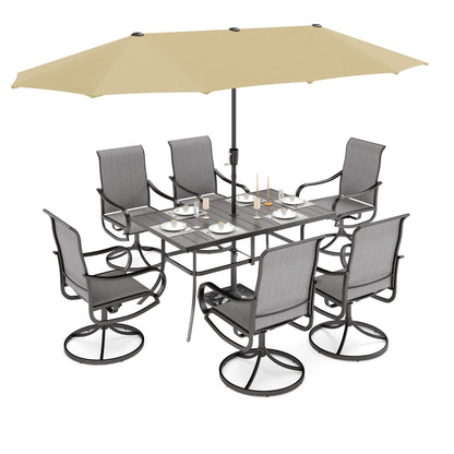 MAISON ARTS Set da pranzo da giardino da 7 pezzi con sedie girevoli in textilene