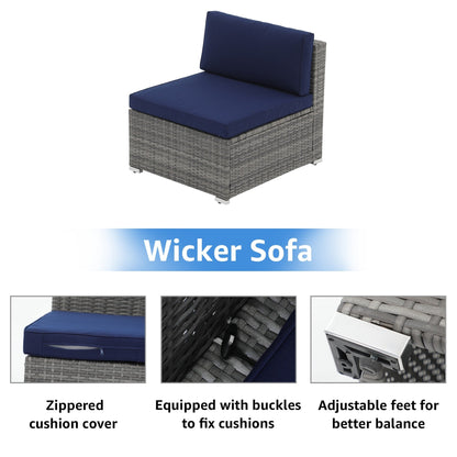 Set di divani componibili in vimini da giardino da 7 pezzi con cuscini