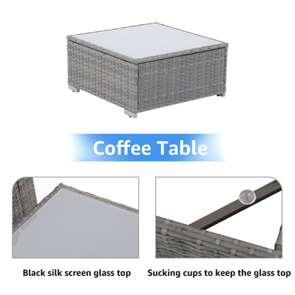 Set di divani componibili in vimini da giardino da 7 pezzi con cuscini