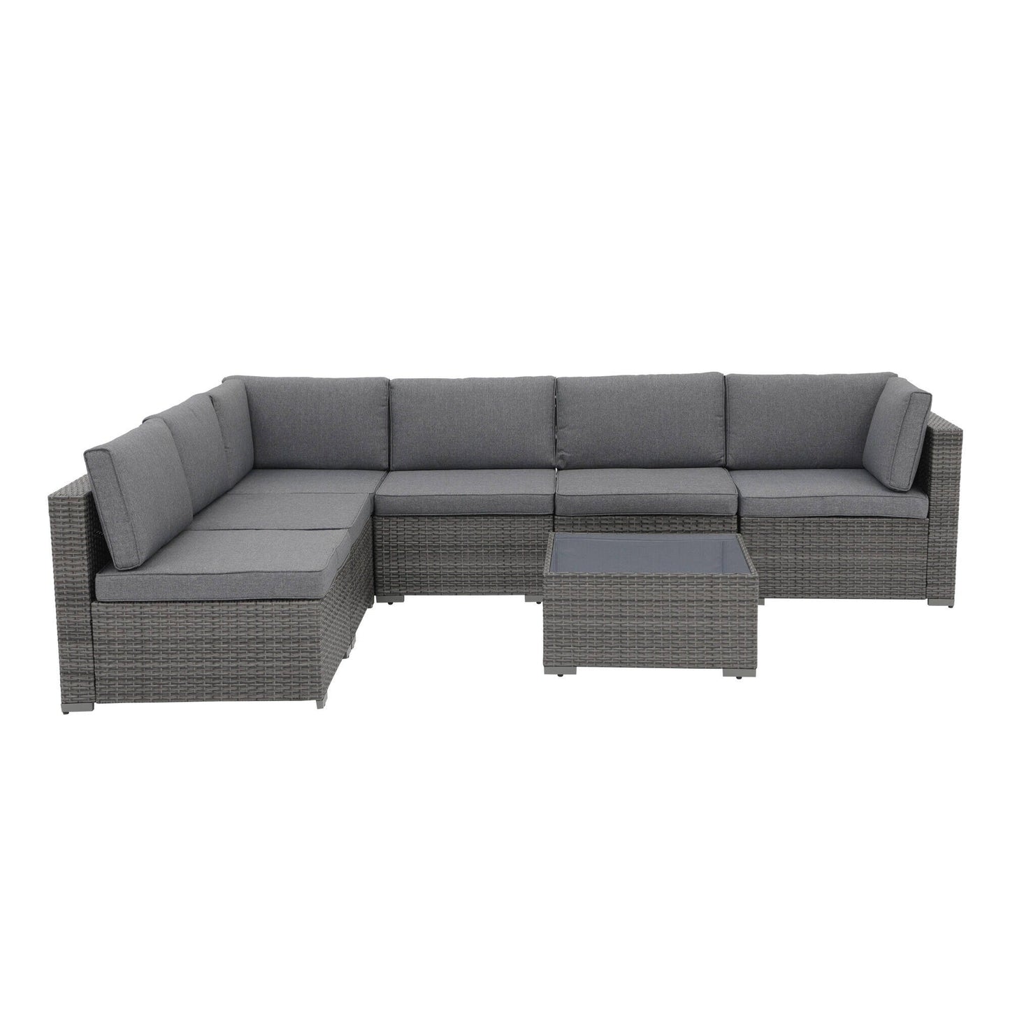 Set di divani componibili in vimini da giardino da 7 pezzi con cuscini