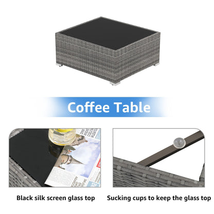 Set di divani componibili in vimini da giardino da 7 pezzi con cuscini