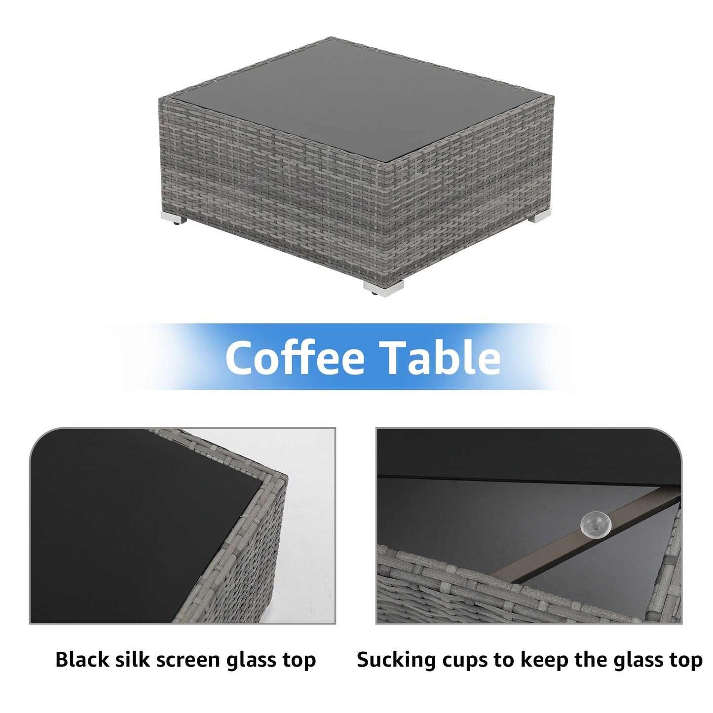 Set di divani componibili in vimini da giardino da 7 pezzi con cuscini