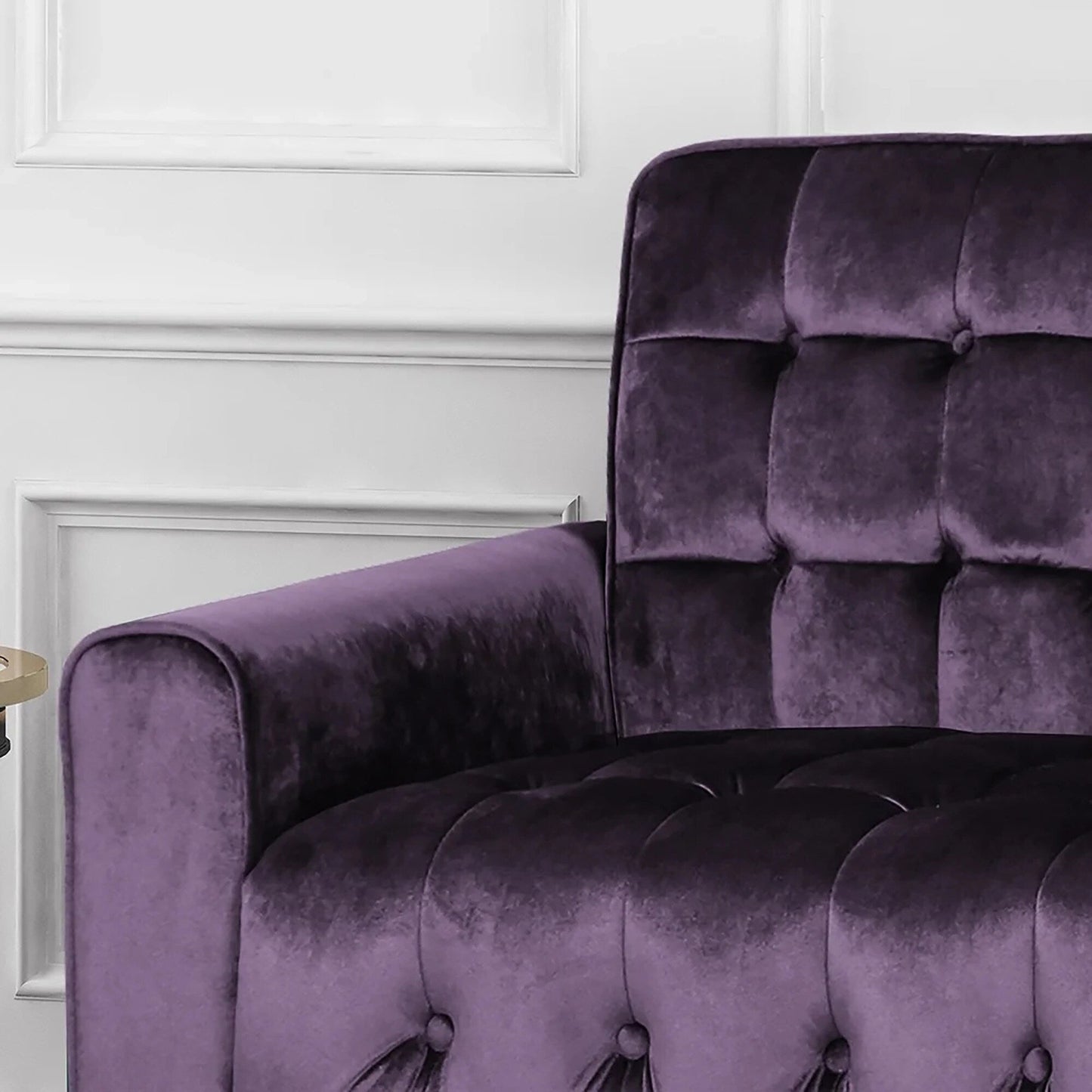 Divano dritto in velluto con braccioli quadrati da 70 pollici
