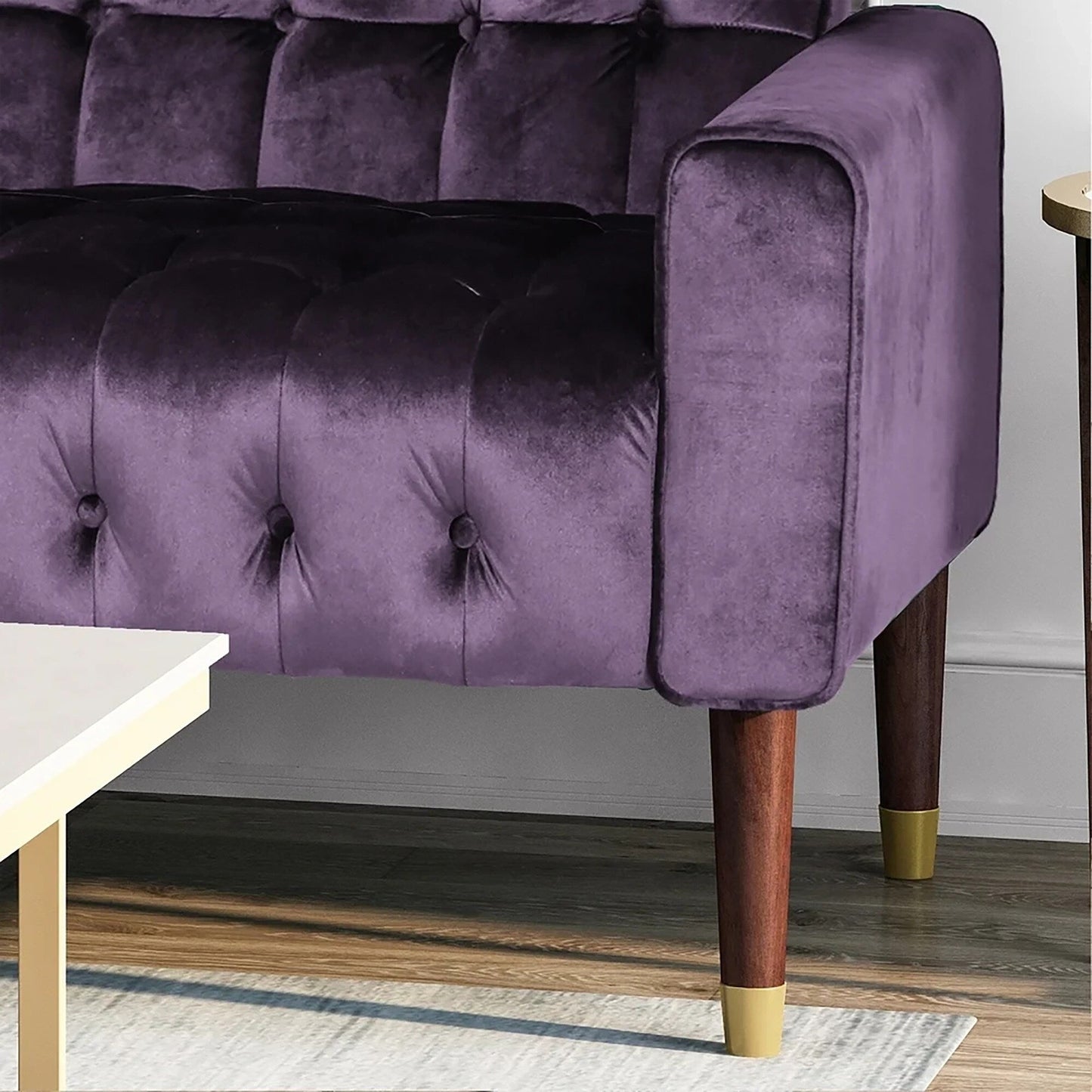 Divano dritto in velluto con braccioli quadrati da 70 pollici
