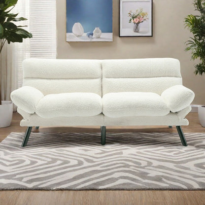 Divano a due posti in tessuto Teddy 70.08 con cuscini spessi, gambe in metallo e capacità di peso di 600 libbre