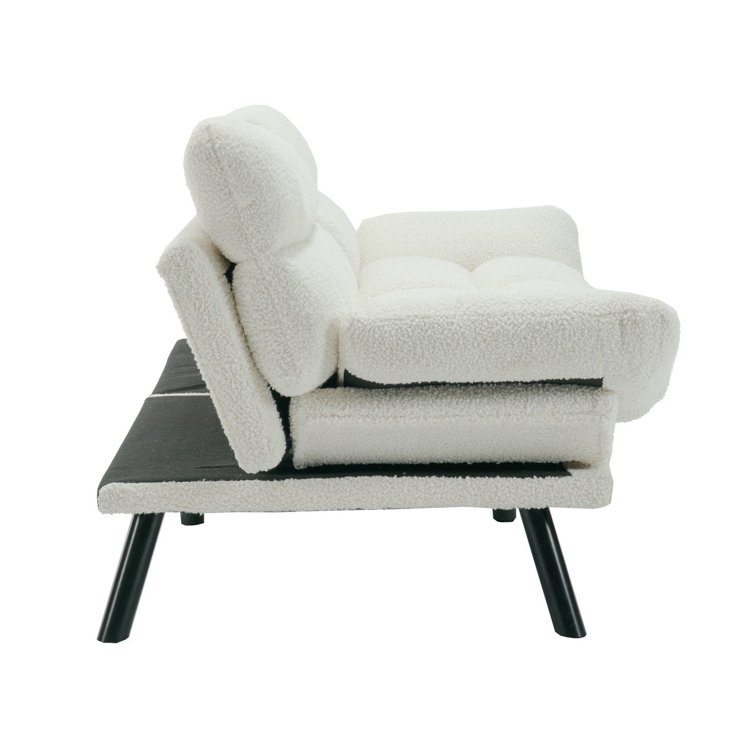 Divano a due posti in tessuto Teddy 70.08 con cuscini spessi, gambe in metallo e capacità di peso di 600 libbre