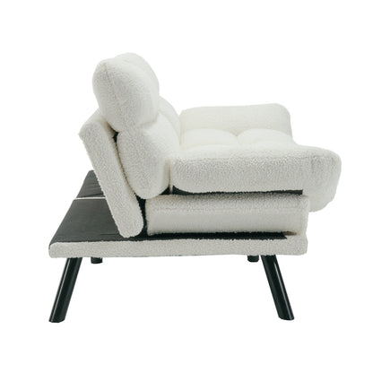 Divano a due posti in tessuto Teddy 70.08 con cuscini spessi, gambe in metallo e capacità di peso di 600 libbre