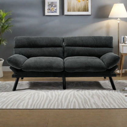 Divano a due posti in tessuto Teddy 70.08 con cuscini spessi, gambe in metallo e capacità di peso di 600 libbre