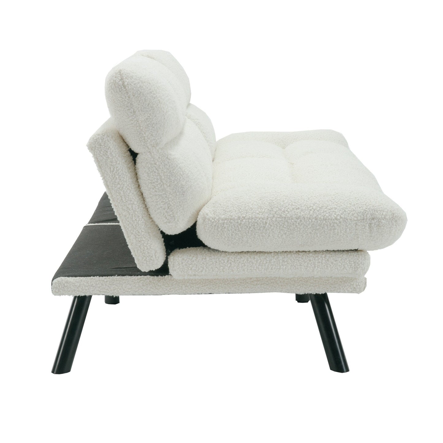 Divano a due posti in tessuto Teddy 70.08 con cuscini spessi, gambe in metallo e capacità di peso di 600 libbre