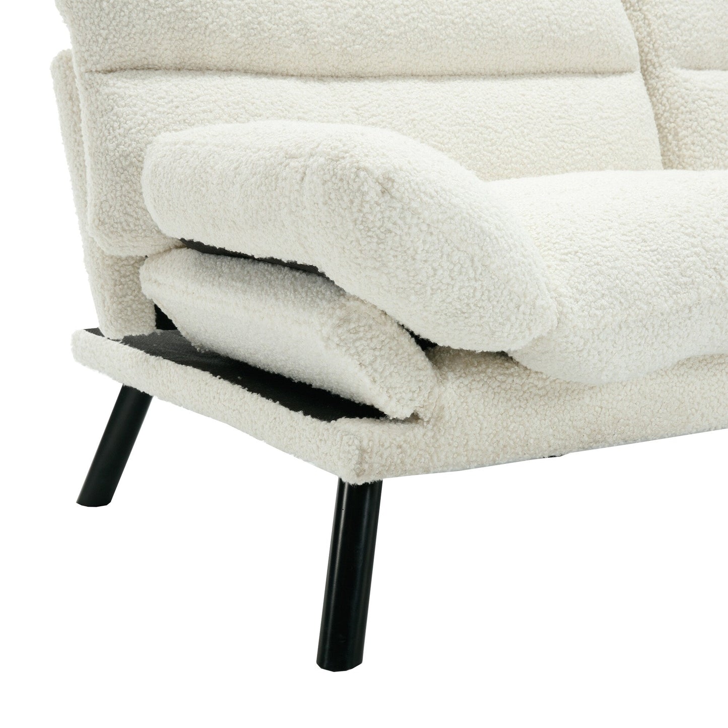 Divano a due posti in tessuto Teddy 70.08 con cuscini spessi, gambe in metallo e capacità di peso di 600 libbre