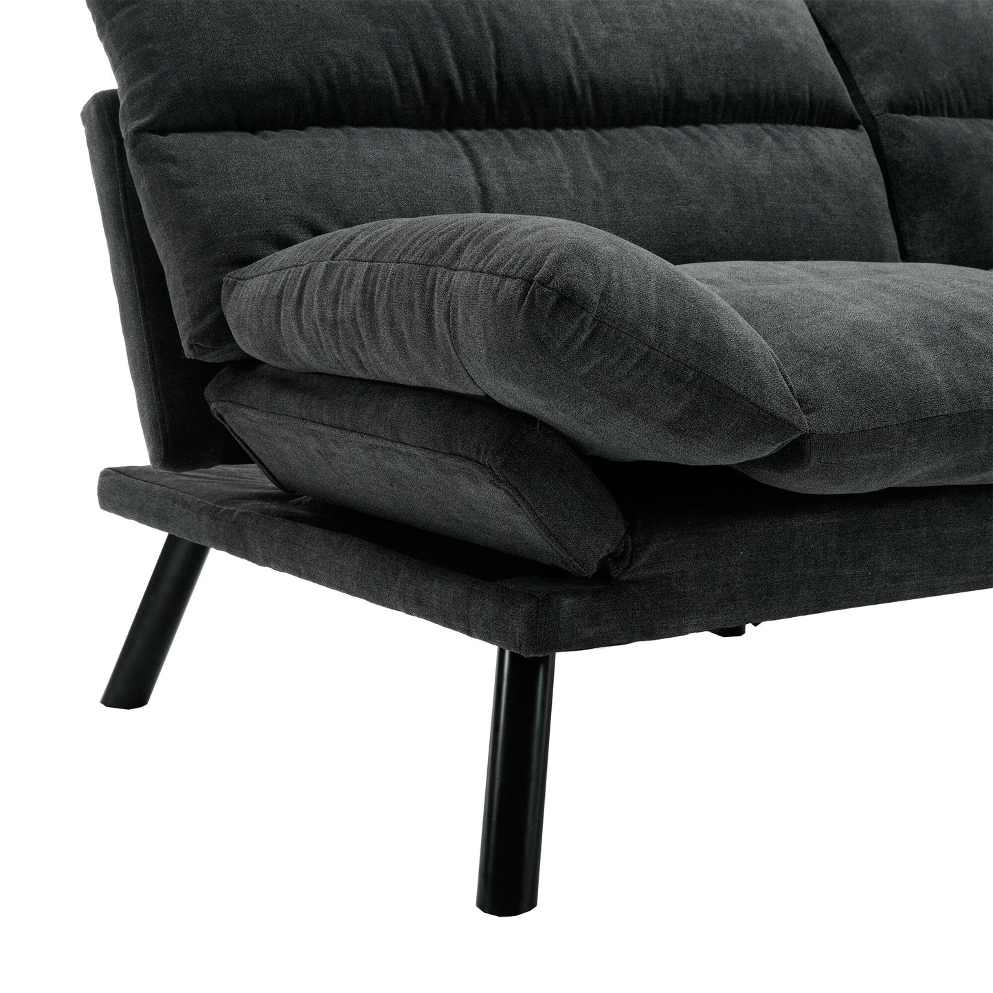 Divano a due posti in tessuto Teddy 70.08 con cuscini spessi, gambe in metallo e capacità di peso di 600 libbre