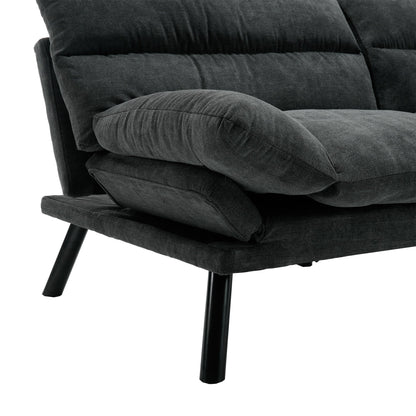 Divano a due posti in tessuto Teddy 70.08 con cuscini spessi, gambe in metallo e capacità di peso di 600 libbre