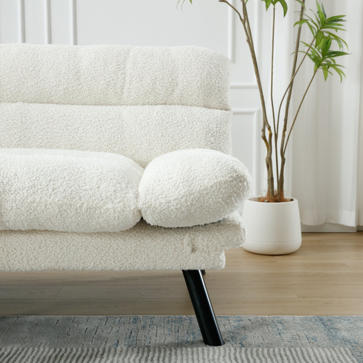 Divano a due posti in tessuto Teddy 70.08 con cuscini spessi, gambe in metallo e capacità di peso di 600 libbre