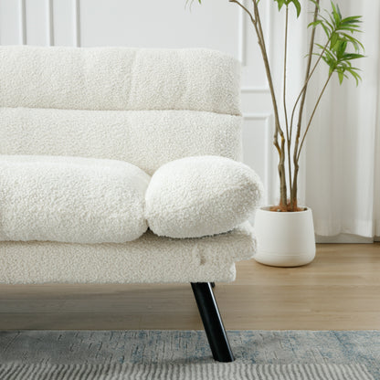 Divano a due posti in tessuto Teddy 70.08 con cuscini spessi, gambe in metallo e capacità di peso di 600 libbre