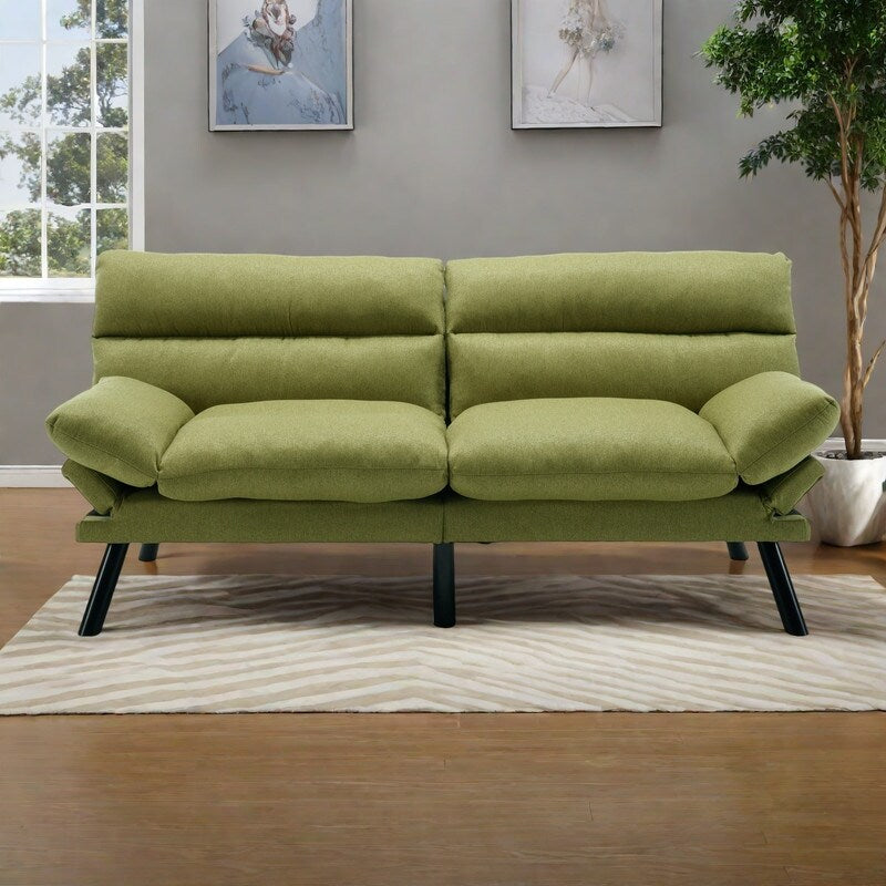 Divano a due posti in tessuto Teddy 70.08 con cuscini spessi, gambe in metallo e capacità di peso di 600 libbre