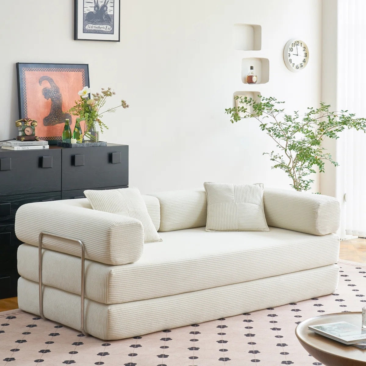 Divano letto trasformabile da 78,8 metri con cuscino, supporto per la schiena, bracciolo, divano da pavimento, divano a compressione, divano futon, letto da salotto