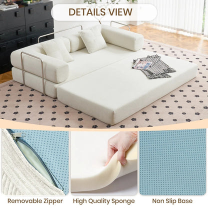 Divano letto trasformabile da 78,8 metri con cuscino, supporto per la schiena, bracciolo, divano da pavimento, divano a compressione, divano futon, letto da salotto