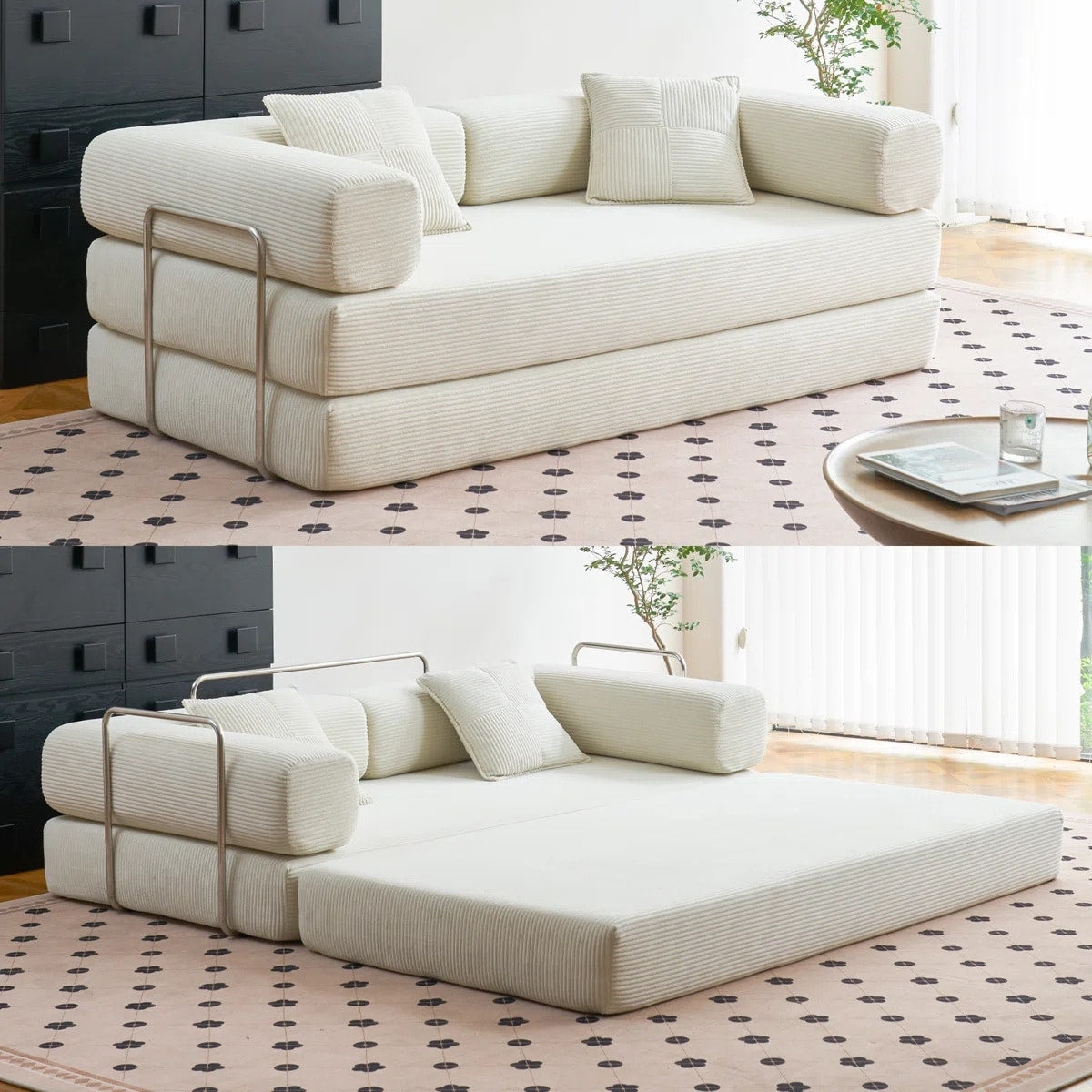 Divano letto trasformabile da 78,8 metri con cuscino, supporto per la schiena, bracciolo, divano da pavimento, divano a compressione, divano futon, letto da salotto