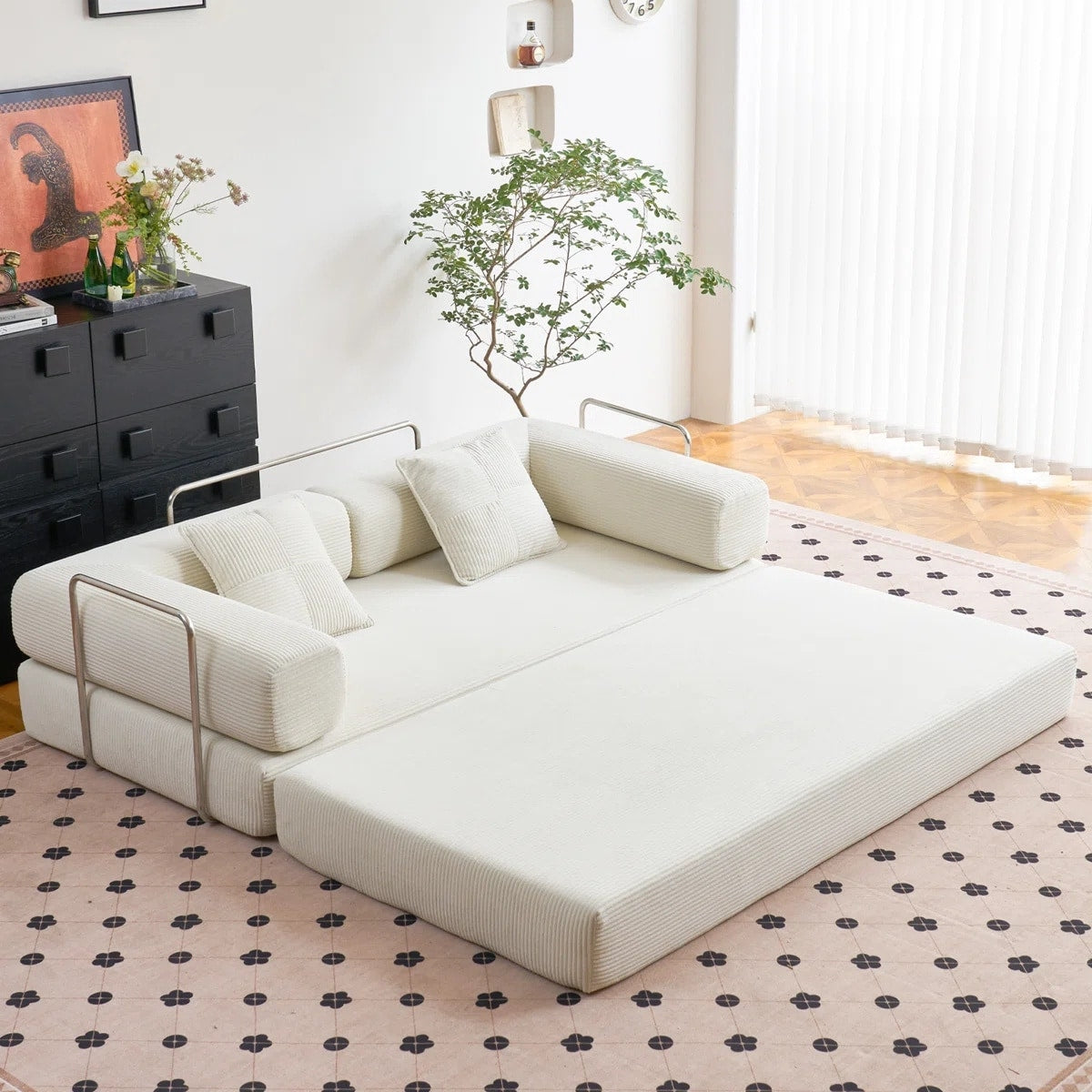 Divano letto trasformabile da 78,8 metri con cuscino, supporto per la schiena, bracciolo, divano da pavimento, divano a compressione, divano futon, letto da salotto