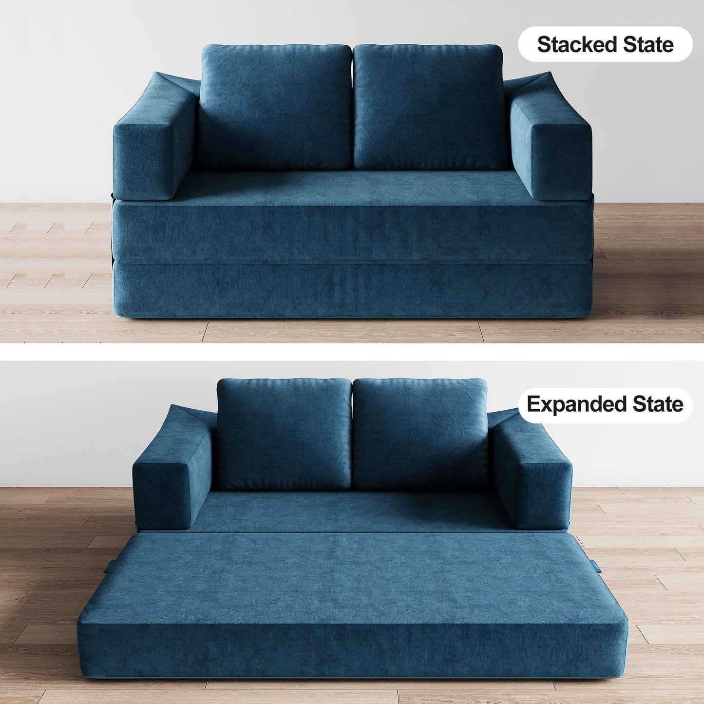 Divano letto trasformabile imbottito 70.87, poltrona trasformabile, comodo divano per soggiorno, camera da letto, tessuto ciniglia